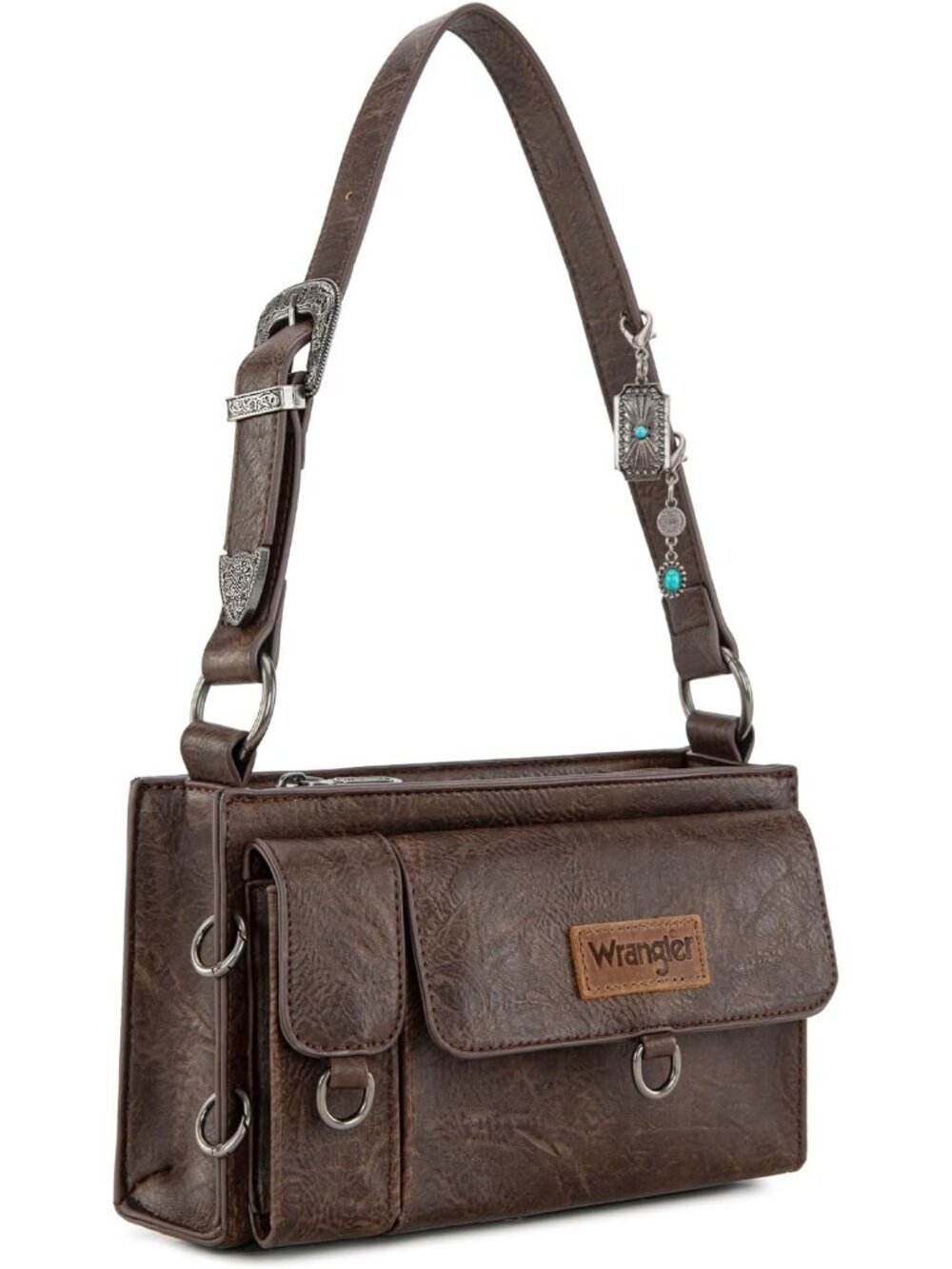 Wrangler Y2K Purse Small Shoulder Bag for Women with Western Detachable Charms